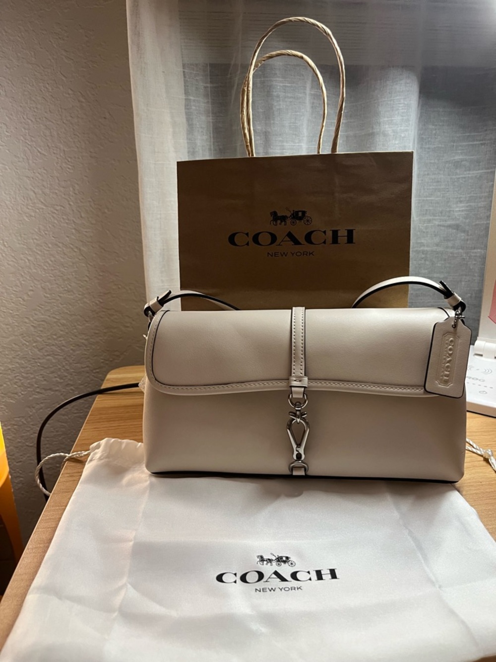Coach Hampton Cream Shoulder Bag